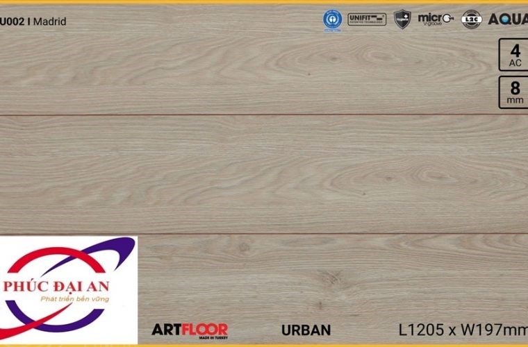 Sàn gỗ Artfloor AU002 – Urban – Madrid – 8mm – AC4