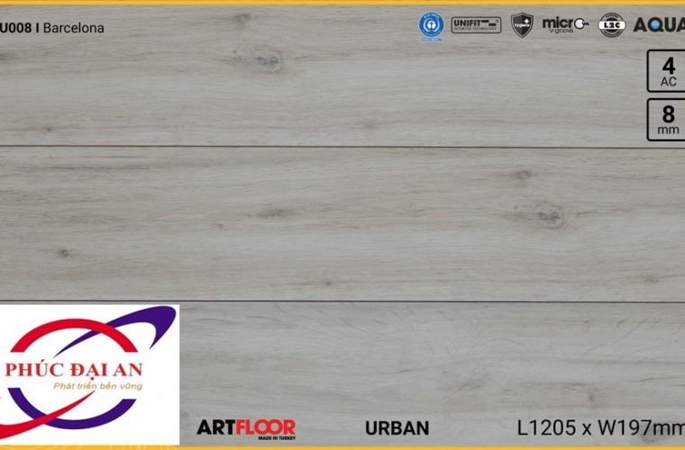 Sàn gỗ Artfloor AU008 – Urban – Barcelona – 8mm – AC4