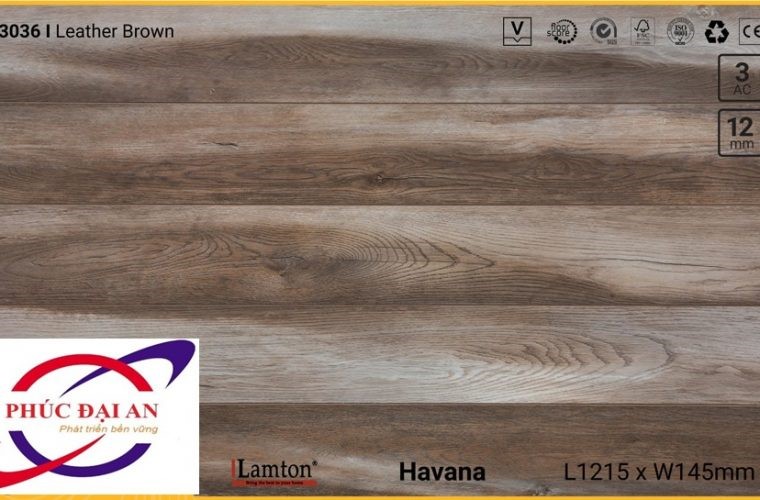 Sàn gỗ Lamton D3036 Leather Brown – 12mm – AC3