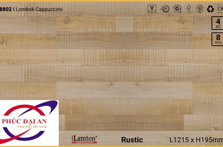 Sàn gỗ Lamton D8802 Lombok Cappuccino 8mm – AC3