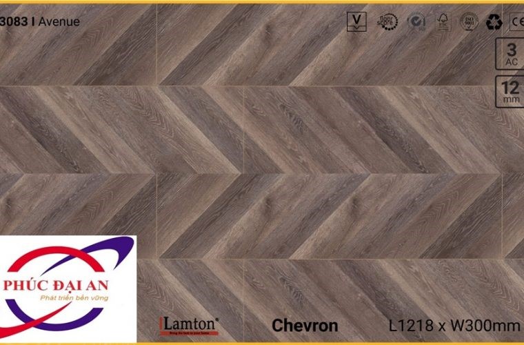 Sàn gỗ xương cá Lamton D3083 Avenue Chevron 12mm – AC3