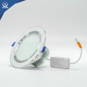 Đèn LED âm trần chống chói tản nhiệt dày 9W viền trắng – Đơn sắc -  TLC – ACD – VT – 09W