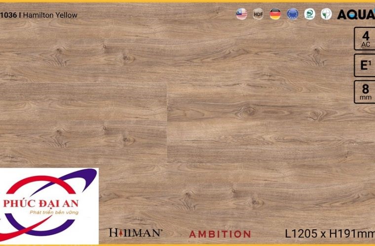 Sàn gỗ Hillman H1036 Hamilton Yellow – 8mm – AC4