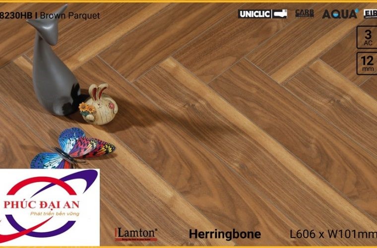 Sàn gỗ Xương Cá Lamton D8230HB Brown Parquet – 12mm – AC3