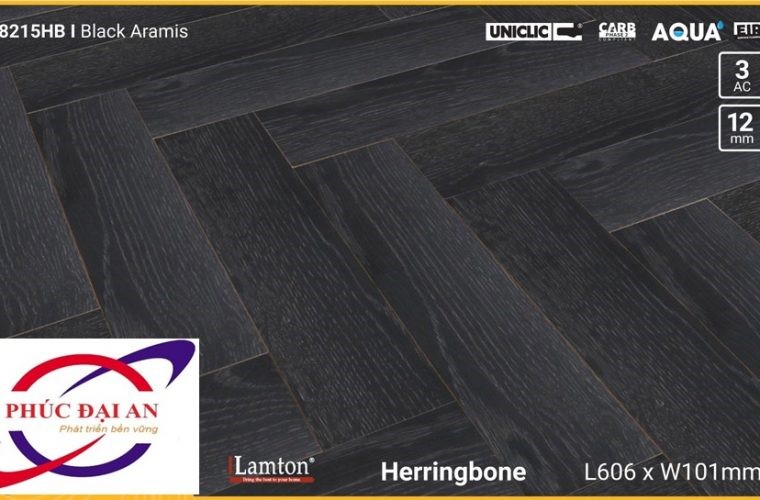 Sàn gỗ Xương Cá Lamton D8215HB Black Aramis – 12mm – AC3