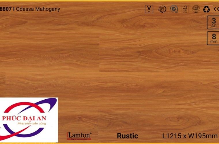 Sàn gỗ Lamton D8807 Odessa Mahogany 8mm – AC3