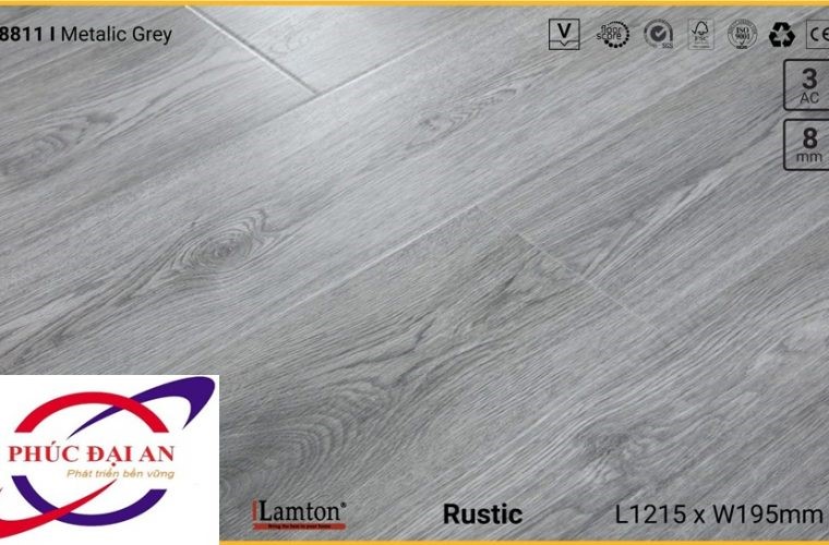 Sàn gỗ Lamton D8811 Metalic Grey – 8mm – AC3