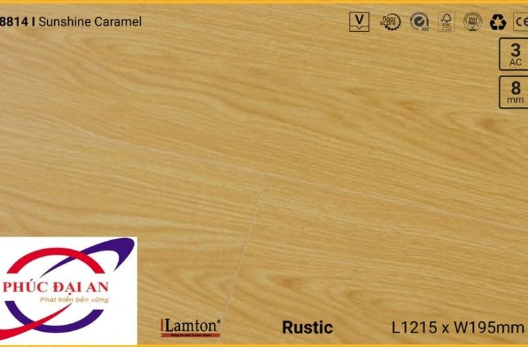 Sàn gỗ Lamton D8814 Sunshine caramel – 8mm – AC3