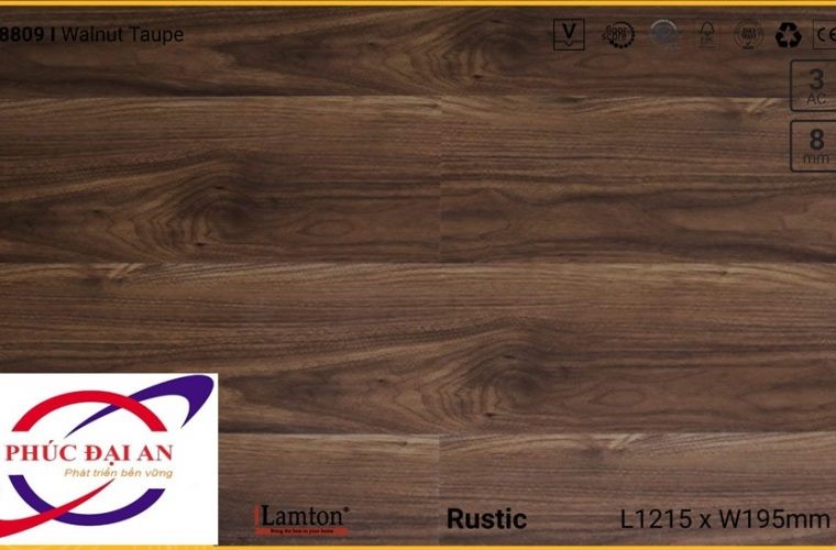 Sàn gỗ Lamton D8809 Walnut Taupe 8mm – AC3