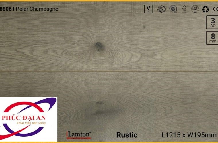 Sàn gỗ Lamton D8806 Polar Champagne – 8mm – AC3