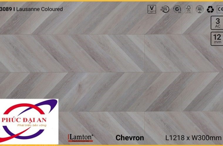 Sàn gỗ xương cá Lamton D3089 Lausanne Coloured Chevron 12mm – AC3