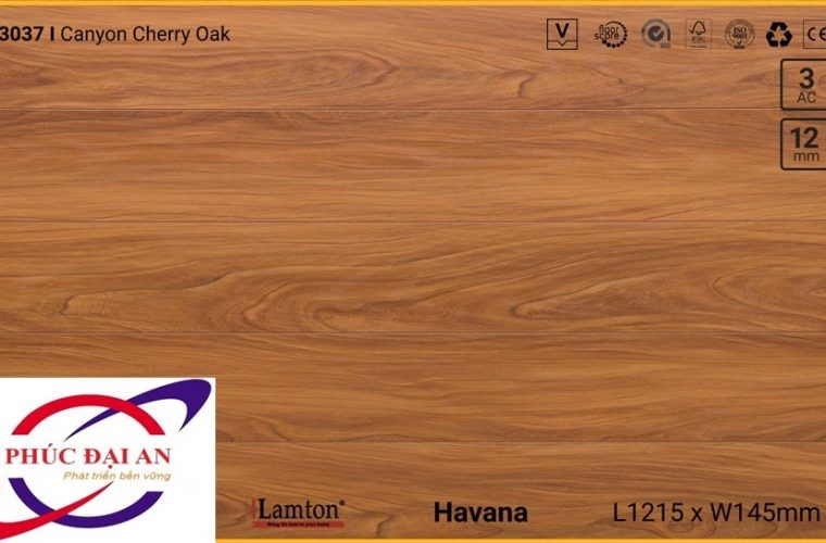 Sàn gỗ Lamton D3037 Canyon Cherry Oak – 12mm – AC3