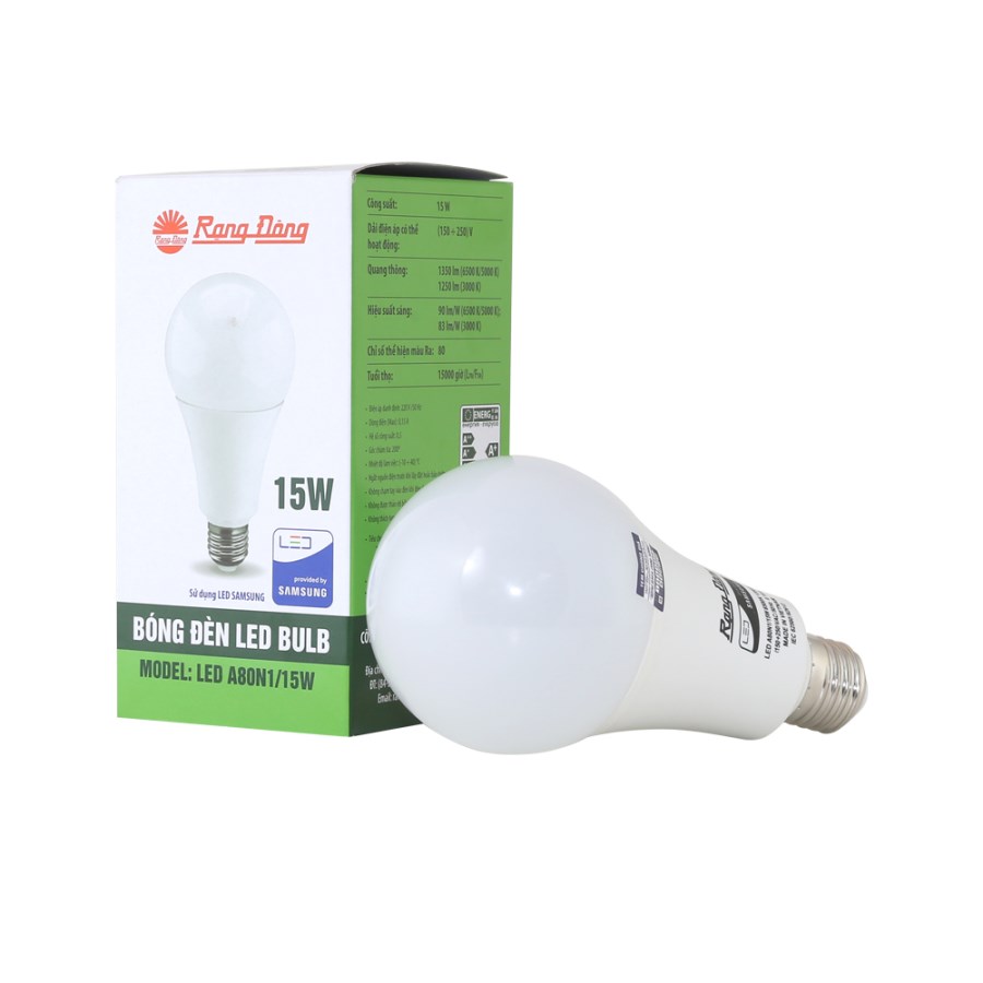 Bóng đèn LED BULB Tròn 15W A80N1/15W.H - Rạng Đông