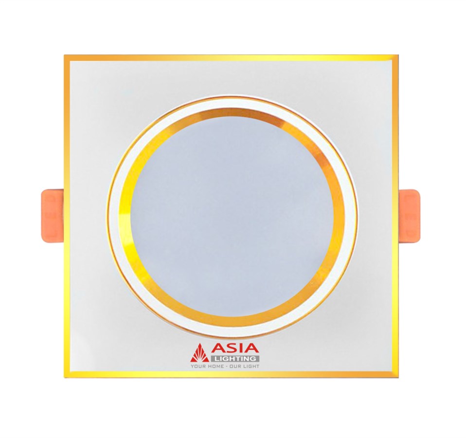 Đèn âm trần vuông mặt vàng 7W  - Asia