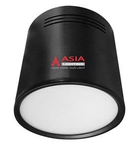 Đèn trần nổi tròn vỏ đen mặt mờ 12W (Đèn Led ống bơ) - Asia