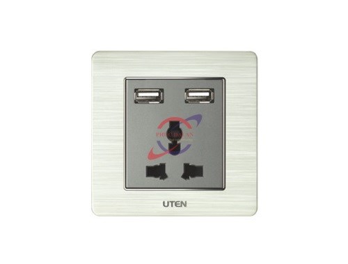 Bộ ổ cắm đơn 3 chấu và ổ cắm USB V6.0GZ13/2NU - V6.0  Uten